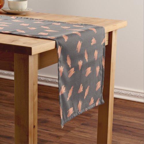 Elegant chick rose gold abstract brush pattern short table runner