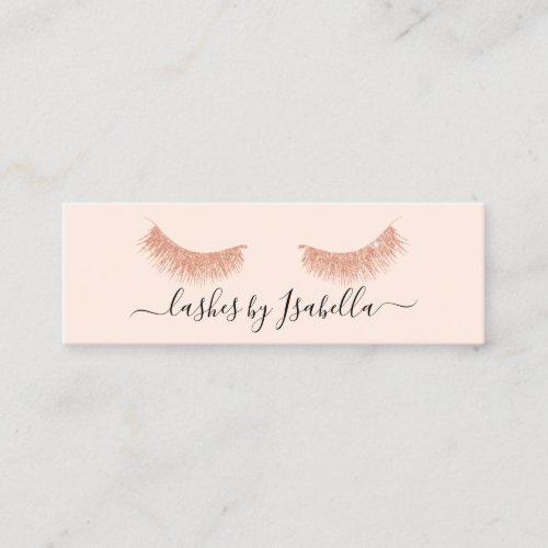 Elegant chick rose gold glitter blush pink lashes mini business card