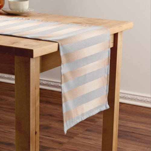 Elegant Chick Rose Gold  Grey Stripe Short Table Runner