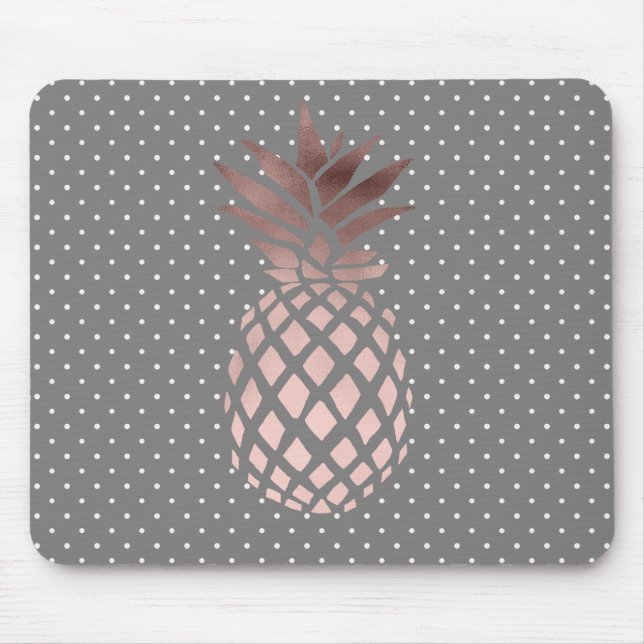 elegant chick rose gold pineapple polka dots mouse pad (Front)