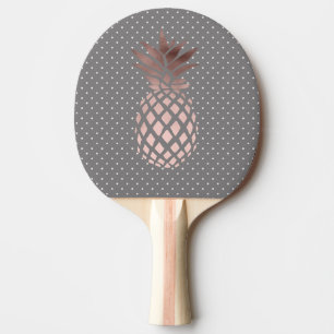 elegant chick rose gold pineapple polka dots Ping-Pong paddle