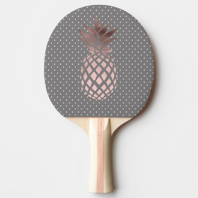 elegant chick rose gold pineapple polka dots Ping-Pong paddle (Front)