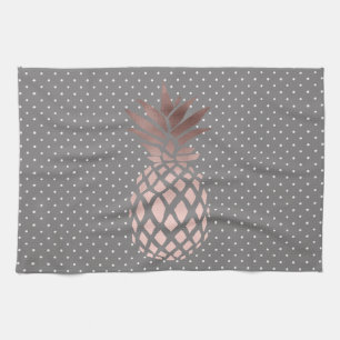 elegant chick rose gold pineapple polka dots towel