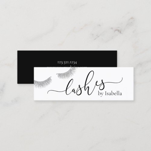 Elegant chick silver glitter lashes mini business card