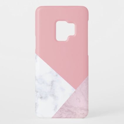 elegant chick white pastel pink marble geometric Case-Mate samsung galaxy s9 case