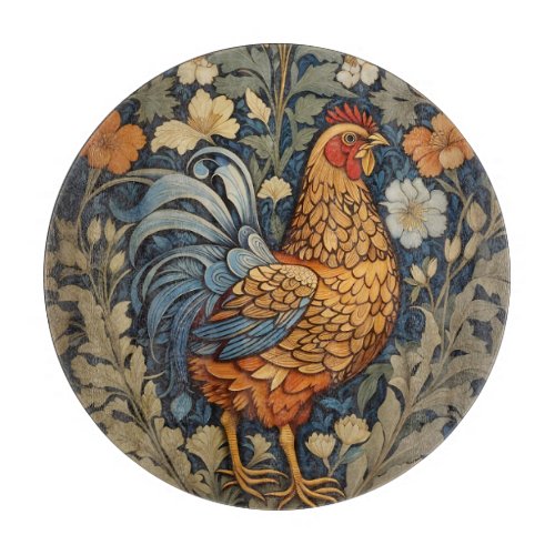 Elegant Chicken William Morris Inspired Floral Cutting Board