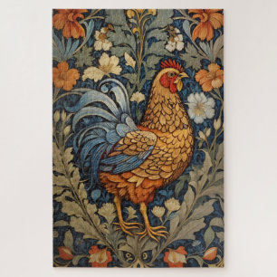 Elegant Chicken William Morris Inspired Floral Jigsaw Puzzle