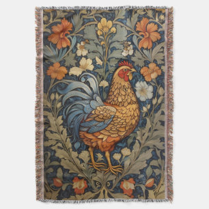 Elegant Chicken William Morris Inspired Floral Throw Blanket