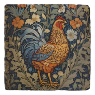 Elegant Chicken William Morris Inspired Floral Trivet