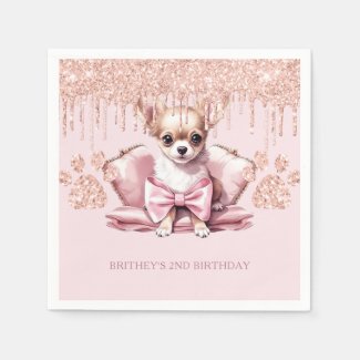 Elegant Chihuahua with Glitter Birthday Party