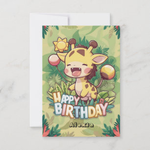 Elegant Children Giraffe Birthday Card