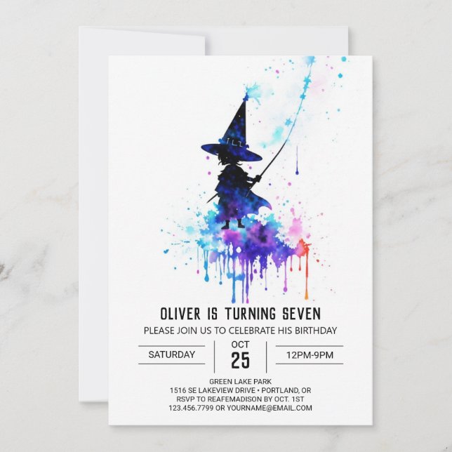 Elegant Children Wizard Birthday Invitation (Front)