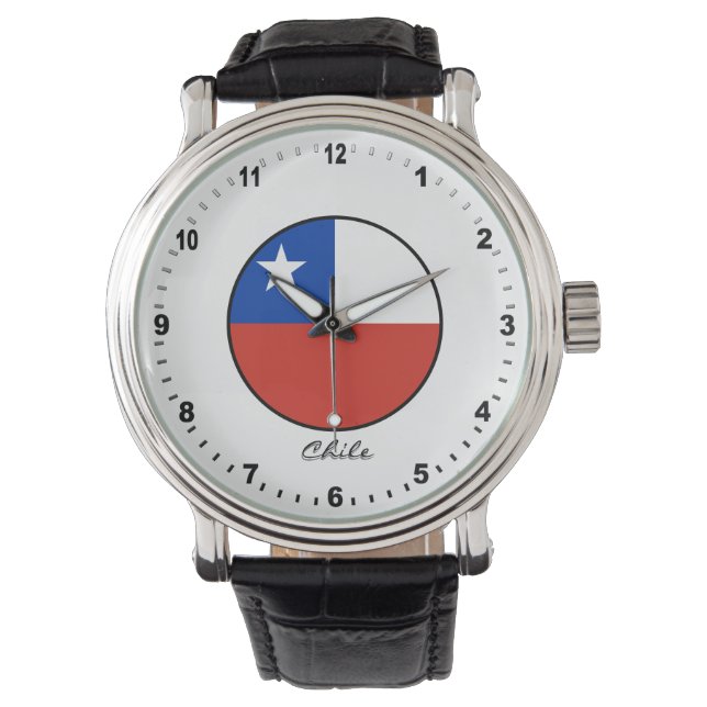 Elegant Chile Watch & Chilean Flag / Santiago (Front)
