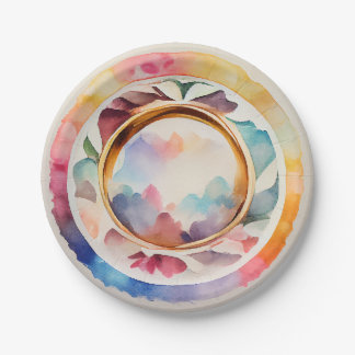 Elegant China Watercolor Wedding Plates & Bowls