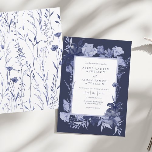 Elegant Chinaware Blue Floral Wedding  Invitation