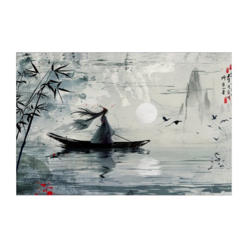 Elegant Chinese Art Traditional Boat Rider Acrylic Print