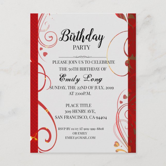 Elegant Chinese chrysanthemum birthday Invitation Postcard (Front)