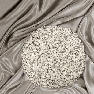 Elegant Chinese floral pattern Natural CC0443 Round Pillow