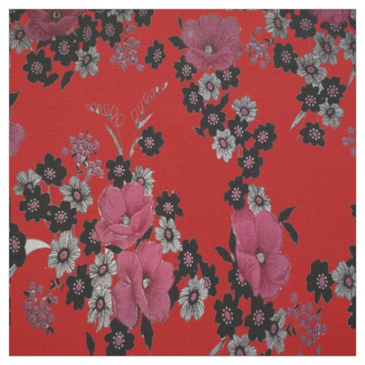 Elegant Chinese Flower Print Fabric