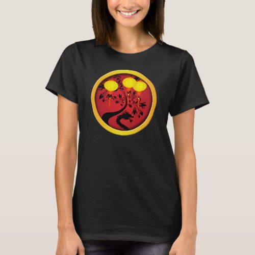 Elegant Chinese New Year Dragon Gold Lanterns  T_Shirt