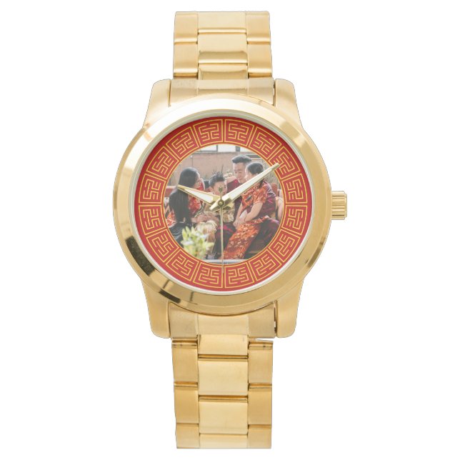 Elegant Chinese New Year Lunar New Year Red Photo Watch (Front)
