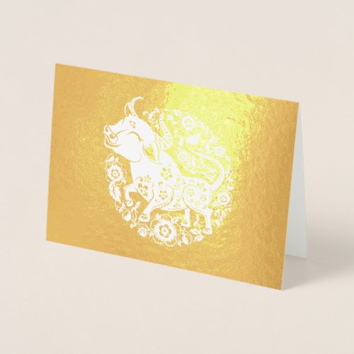 Elegant Chinese New Year of the Ox Foil Card