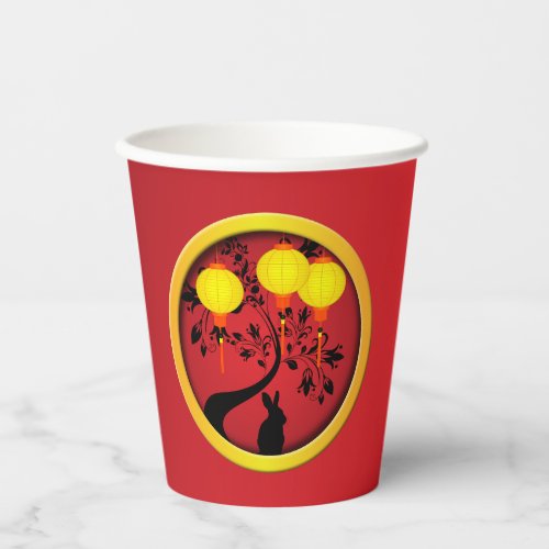 Elegant Chinese New Year Rabbit Gold Lanterns Paper Cups