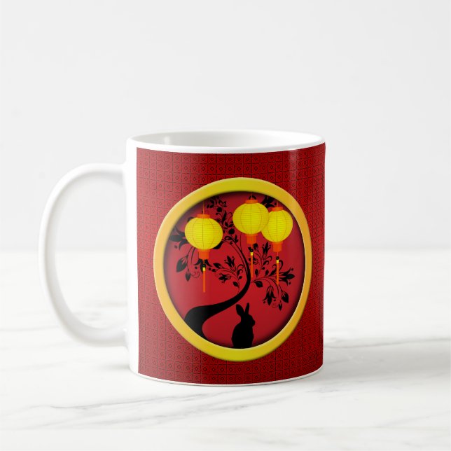 Elegant Chinese New Year Rabbit Lanterns Coffee Mug (Left)