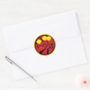 Elegant Chinese New Year Rat Gold Lanterns Classic Round Sticker