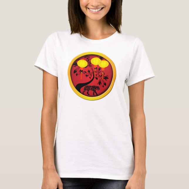 Elegant Chinese New Year Tiger Gold Lanterns T-Shirt (Front)
