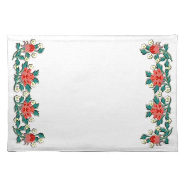 Elegant chinese peonies ornament cloth placemat (Front)