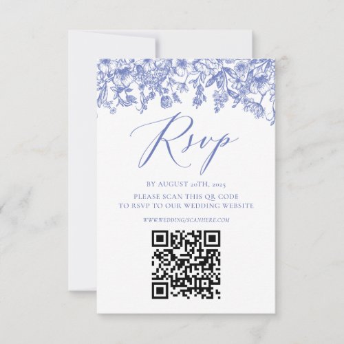 Elegant Chinoise Dusty Blue Floral RSVP Card