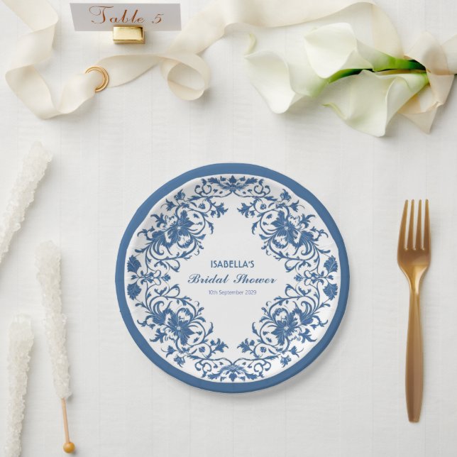 Elegant Chinoiserie antique Pattern bridal shower Paper Plates (Wedding)