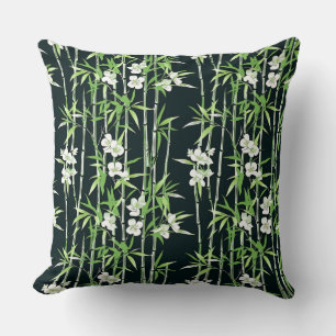 Elegant Chinoiserie Bamboo Throw Pillow