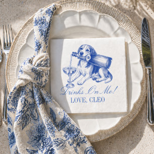 Elegant Chinoiserie Beagle Champagne Wedding Napkins