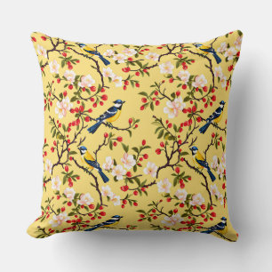 Elegant Chinoiserie Bird Throw Pillow