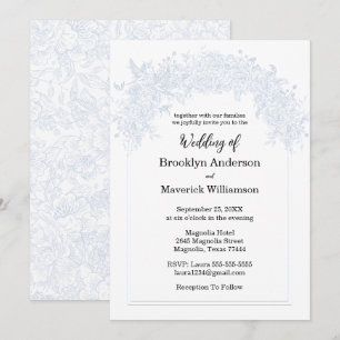 Elegant Chinoiserie Blue Floral Wedding Invitation