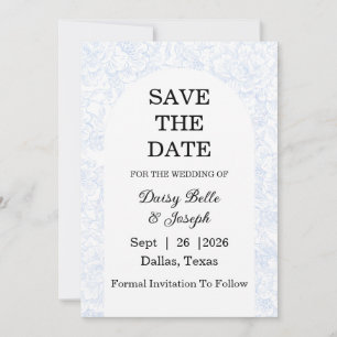 Elegant Chinoiserie Blue Floral Wedding Invitation