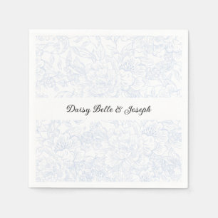 Elegant Chinoiserie Blue Floral Wedding Napkins
