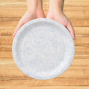 Elegant Chinoiserie Blue Floral Wedding Paper Plates