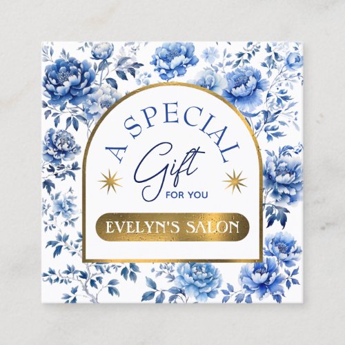 Elegant chinoiserie blue flowers gift card