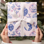 Elegant Chinoiserie Blue & Pink Christmas Ornament Wrapping Paper<br><div class="desc">Wrap your holiday gifts in elegance with this Chinoiserie Blue & Pink Christmas Ornament Wrapping Paper. Featuring a luxurious Toile de Jouy-inspired pattern with vintage-style baubles in a chic blue and pink color palette, this design brings a timeless and sophisticated look to your gift wrapping. Ideal for those who appreciate...</div>