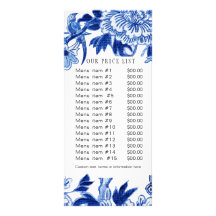 Elegant Chinoiserie Blue White Business Price List