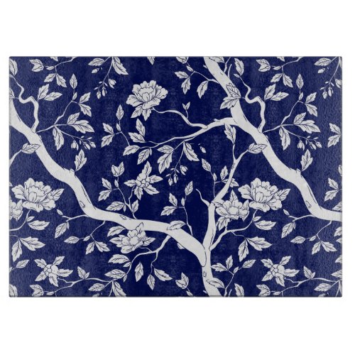 Elegant Chinoiserie Blue  White Cutting Board
