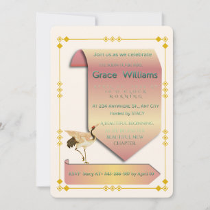 Elegant Chinoiserie Crane Scroll Bridal Shower Inv Invitation