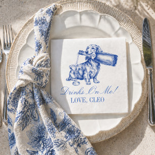 Elegant Chinoiserie Dachshund Champagne Wedding Napkins