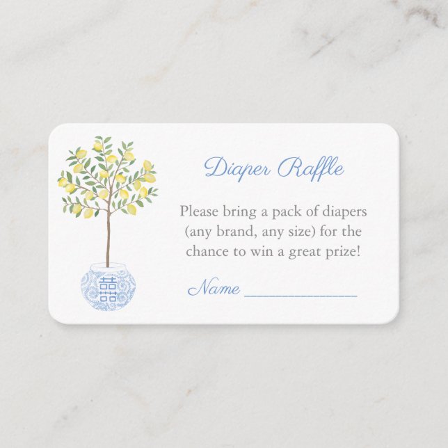 Elegant Chinoiserie Diaper Raffle Boy Baby Shower Enclosure Card (Front)