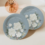 Elegant Chinoiserie Dusty Blue Floral Bird Wedding Paper Plates<br><div class="desc">Beautiful chinoiserie-inspired design featuring elegant dusty blue and ivory white flowers and birds</div>
