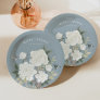 Elegant Chinoiserie Dusty Blue Floral Bird Wedding Paper Plates