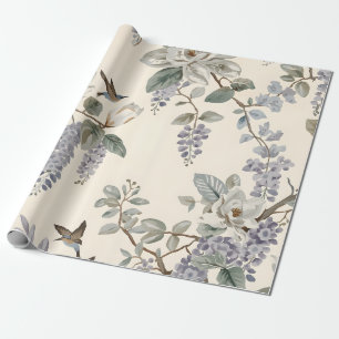 Elegant Chinoiserie Floral & Birds Wrapping Paper